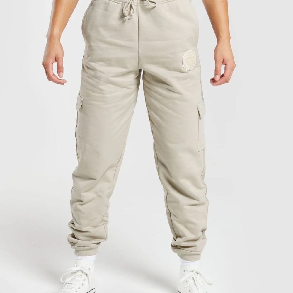 Casual Beige Cargo Joggers  Sweatshirt